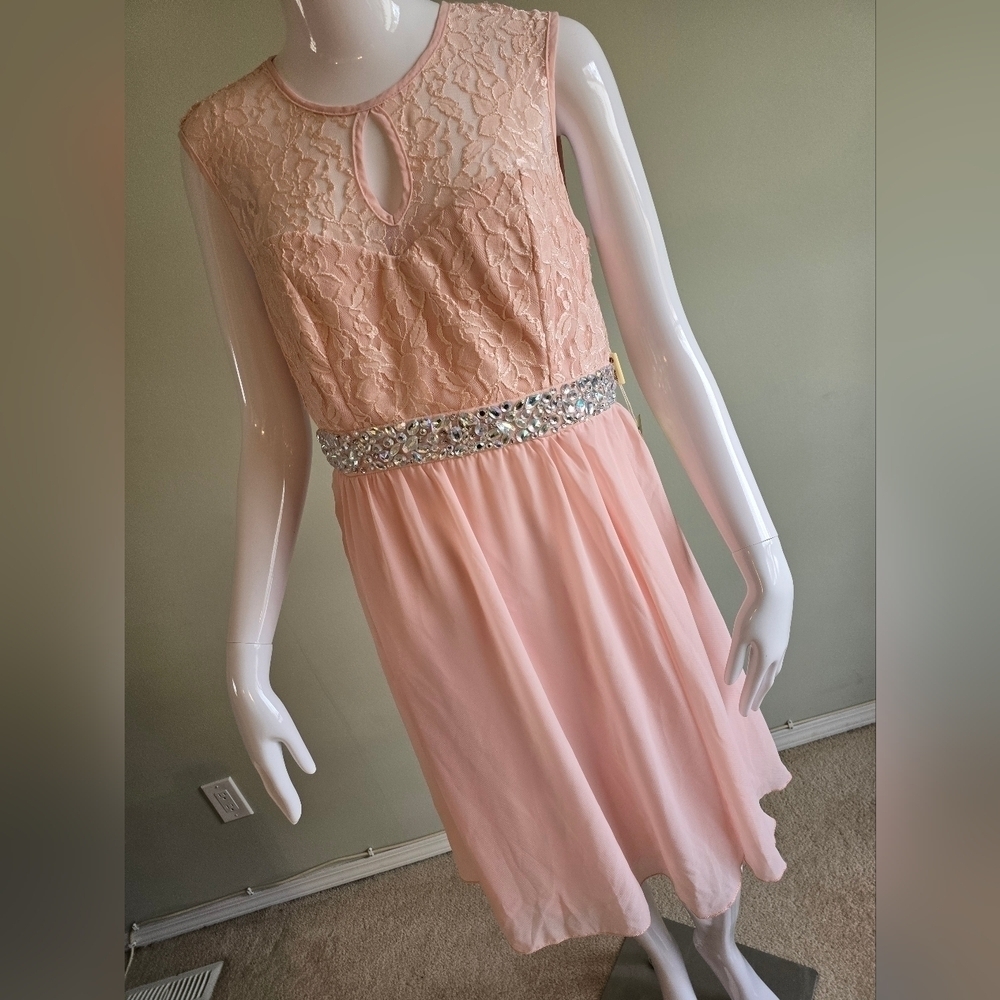 NWT Vintage Jolie SEARS Lacey Jeweled Waist Embellished Fit&Flare Dress Size 10